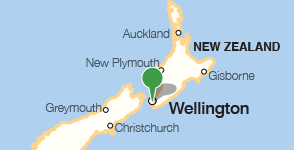 Kaart met de locatie van de National Library of New Zealand
