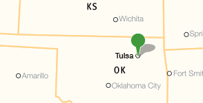 Kaart met de locatie van het Tulsa Community College