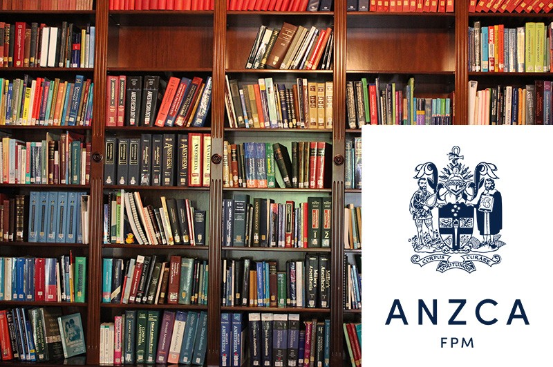照片:ANZCA 图书馆藏书区,叠加徽标 照片:ANZCA 图书馆藏书区,叠加徽标