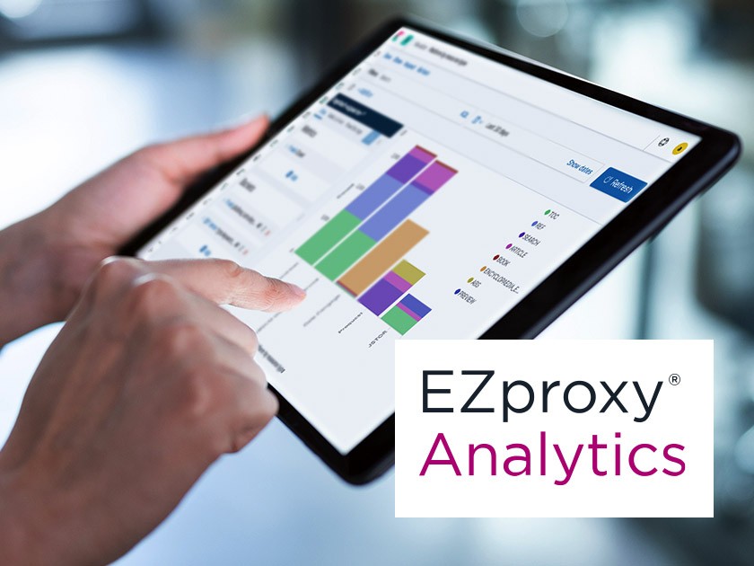 Foto: EZproxy Analytics-interface op een computertablet
