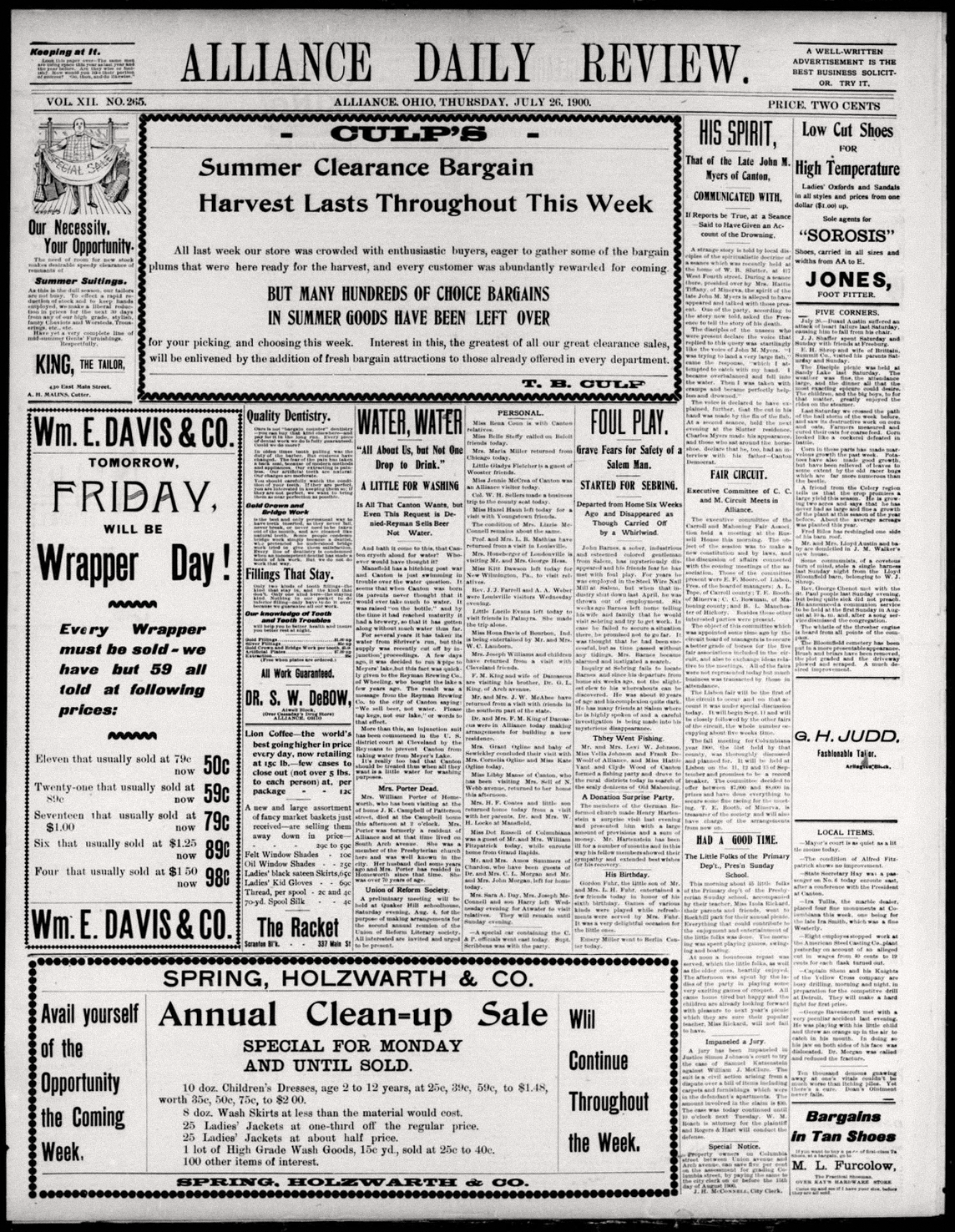 Alliance Daily Review. (Alliance, Ohio), 1900-07-26, Ohio Memory