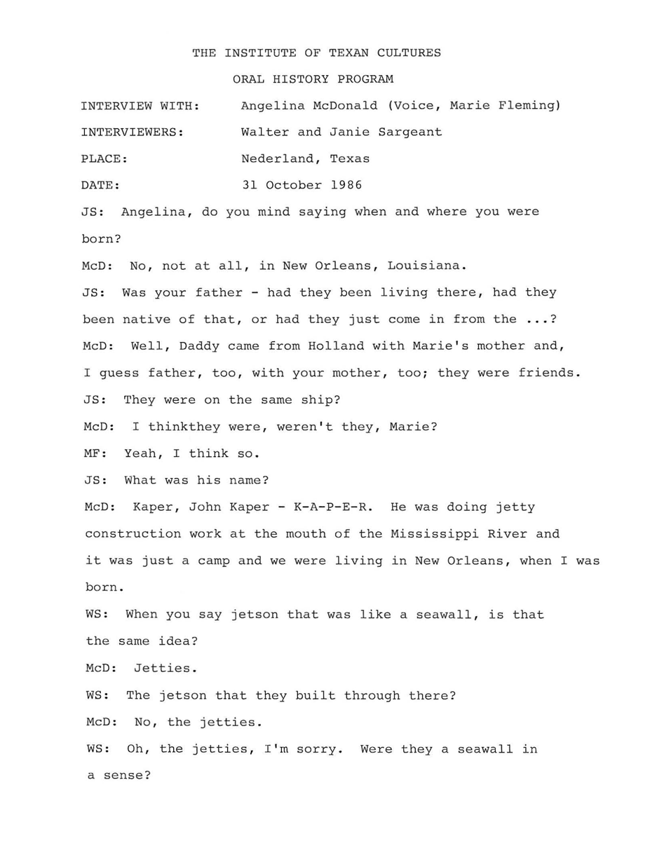 Interview met Angelina McDonald, 1986, UTSA