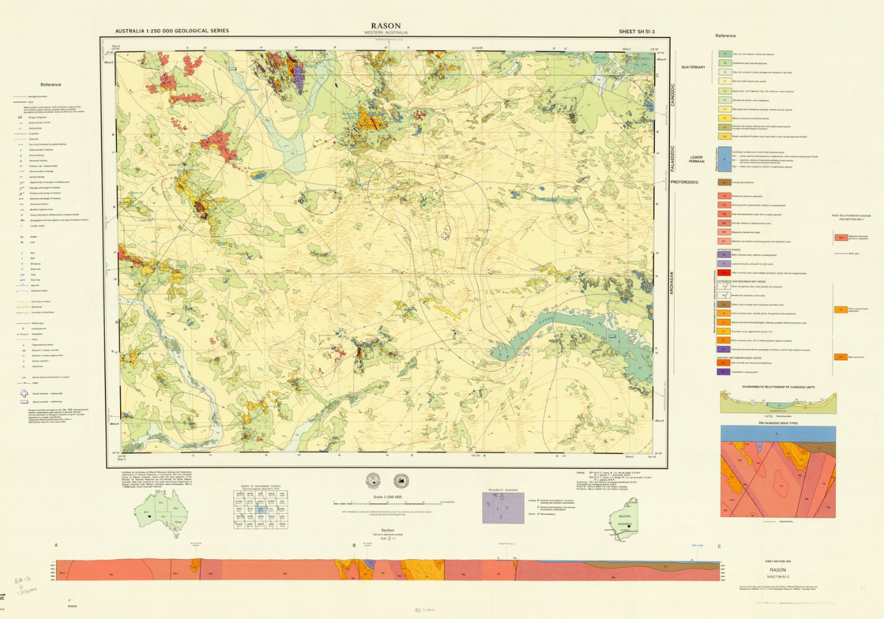 Australia 1_250,000 geological series, Rason, Western Australia sheet SH 51-3, University of Wisconsin Milwaukee